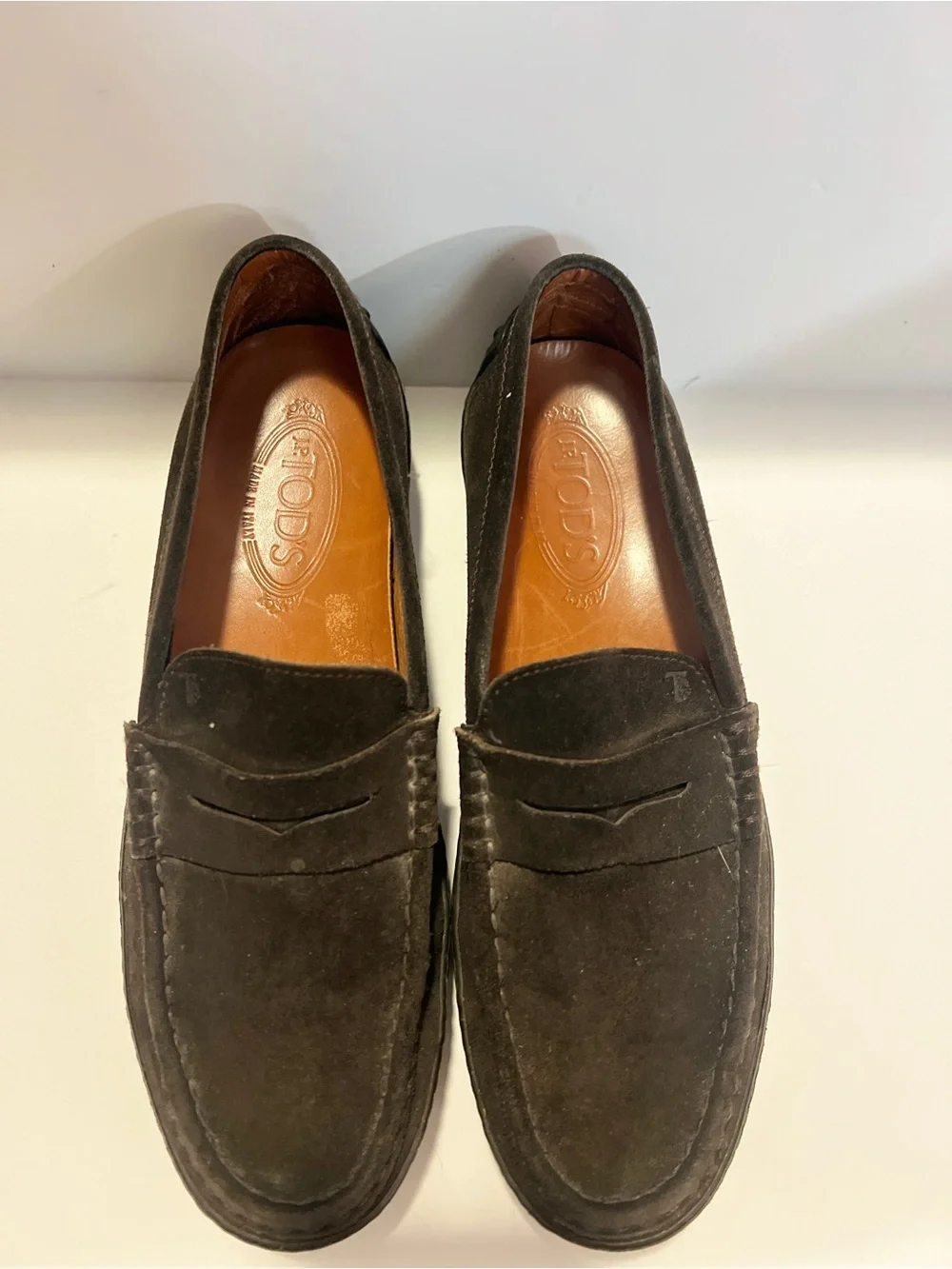 Tod’s Brown Suede Penny Loafers Size 11 Made in Italy Vibram Luxury Shoes